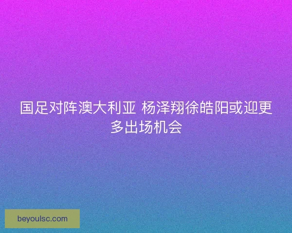 国足对阵澳大利亚 杨泽翔徐皓阳或迎更多出场机会