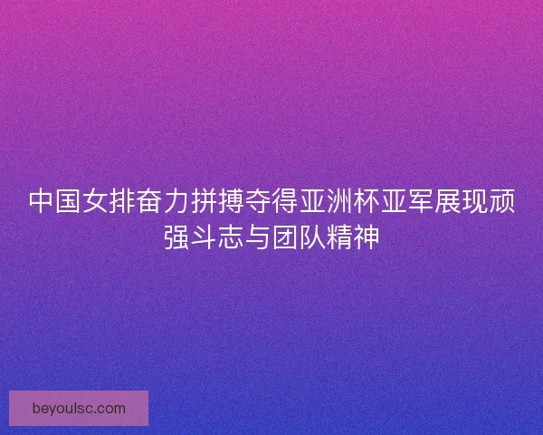 中国女排奋力拼搏夺得亚洲杯亚军展现顽强斗志与团队精神